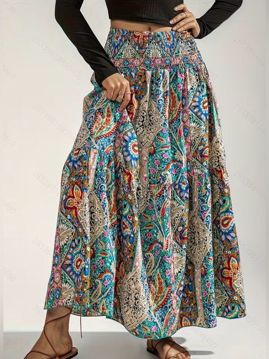 The Real Clean Company Dresses & Skirts - Bohemian Floral Paisley Skirt - Turquoise Multicolor Boutique New